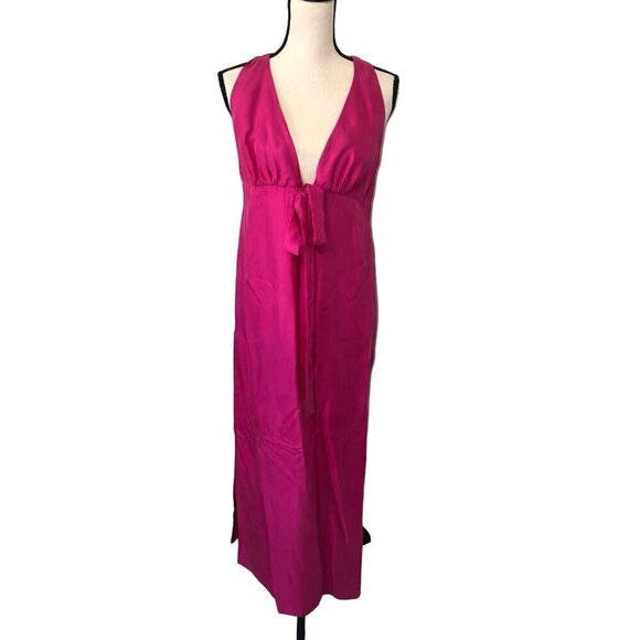 Moulinette Soeurs Chania Dress Size 6 Silk Berry Pink Grecian FLAWED NEW TAGS - Picture 1 of 11
